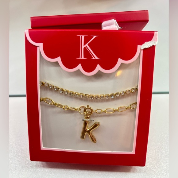 Letter K Initial Gold Bracelet Set NWT - Picture 1 of 4
